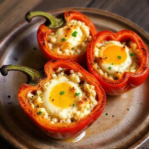 Traditional Bulgarian Stuffed Peppers with Eggs and Cheese (Пълнени чушки с яйца и сирене)