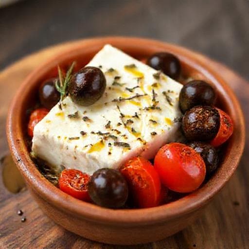 Quick Baked Feta with Tomatoes and Olives