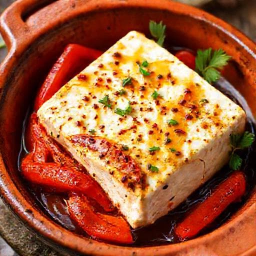 Spicy Baked Feta with Roasted Red Peppers and Chili