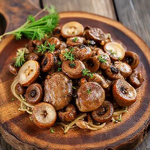 Chicken Livers "Po Selksi" with Mushrooms and Garlic