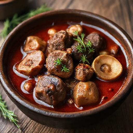 Birkapörkölt erdélyi módra (Gombával)