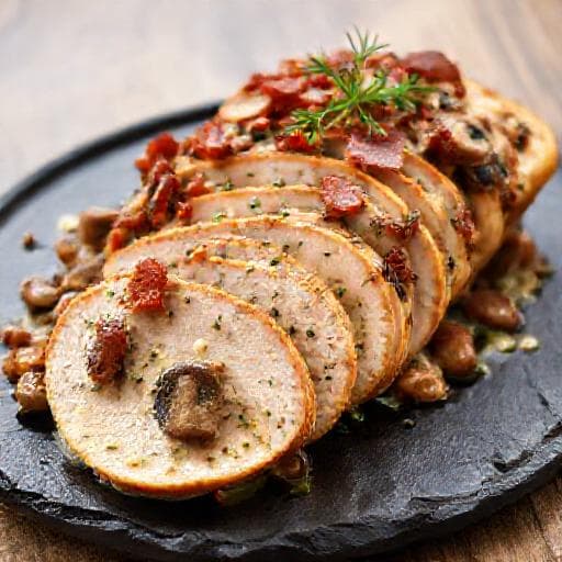 Csirkemell Őzgerincformában Gombával és Baconnel