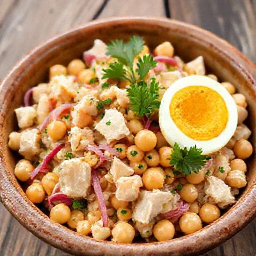 Salada Clássica de Grão de Bico com Bacalhau
