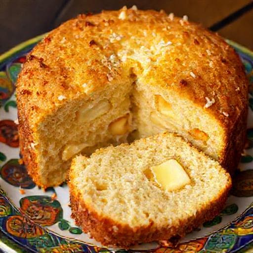 Bolo de Aipim com Coco e Queijo Coalho