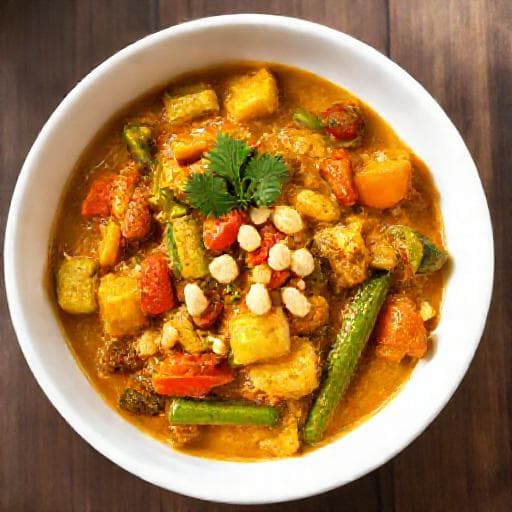 Caril de Amendoim Rápido com Legumes