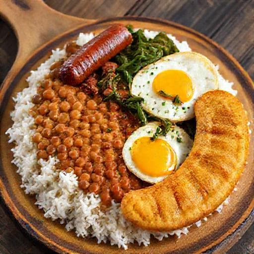 Virado à Paulista com Linguiça e Banana à Milanesa
