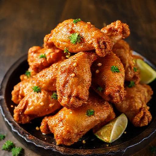 Cánh Gà Sốt Bơ Tỏi Chiên Giòn (Crispy Fried Garlic Butter Chicken Wings)
