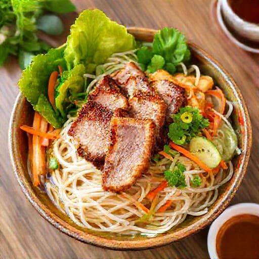 Bún Thịt Nướng Chả Giò (Grilled Pork with Crispy Spring Rolls Vermicelli)