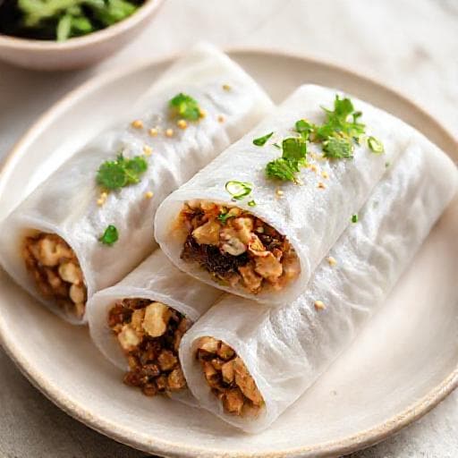 Bánh Cuốn Chay (Vegetarian Steamed Rice Rolls)