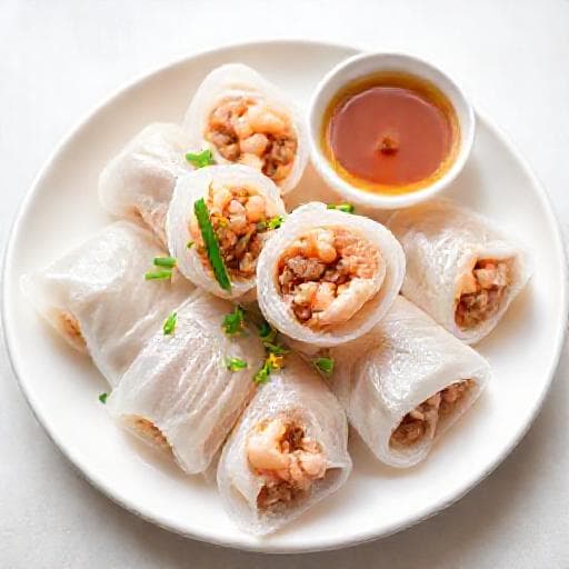 Bánh Cuốn Tôm (Shrimp Steamed Rice Rolls)