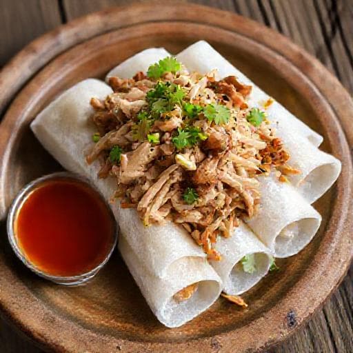 Bánh Ướt Lòng Gà (Steamed Rice Rolls with Chicken Giblets)