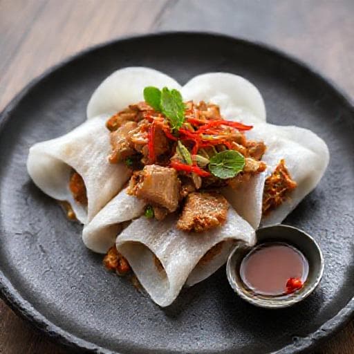 Bánh Ướt Lòng Gà Nước Dừa (Coconut Water Braised Giblets Rice Rolls)