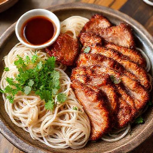 Bánh Hỏi Heo Quay (Vietnamese Grilled Pork with Rice Vermicelli Nest)