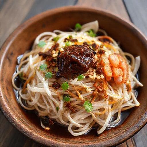 Bánh Tráng Trộn Tôm Ruốc (Rice Paper Salad with Fermented Shrimp Paste)