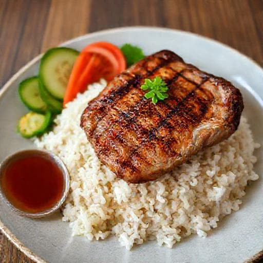Cơm Tấm Sườn Nướng (Quick Broken Rice with Grilled Pork Chop)