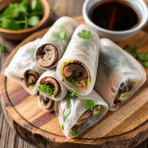 Gỏi Cuốn Chay Nấm (Mushroom Vegetarian Spring Rolls)