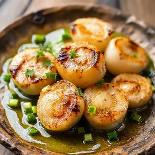 Sò Điệp Nướng Mỡ Hành (Scallops with Scallion Oil)