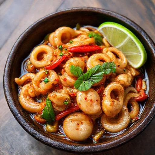 Mực Xào Chua Ngọt with Tamarind and Chili