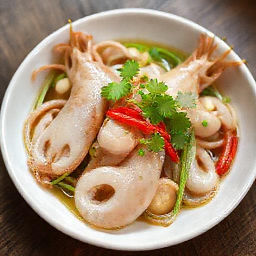 Mực Hấp Gừng (Steamed Squid with Ginger)