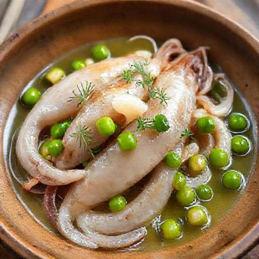 Mực Hấp Tiêu Xanh (Steamed Squid with Green Peppercorns)