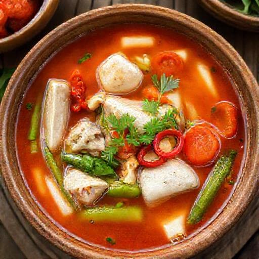 Canh Chua Cá Lóc Lá Giang (Sour Catfish Soup with Giang Leaves - Mekong Delta Style)