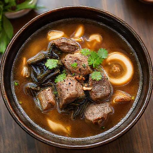 Canh Rong Biển Thịt Bò Nấm Hương (Seaweed Beef Soup with Shiitake)