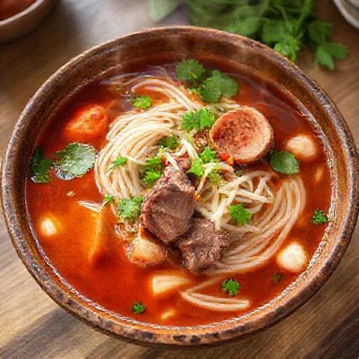 Lẩu riêu cua bắp bò (Traditional Crab Noodle Soup with Beef Shank)