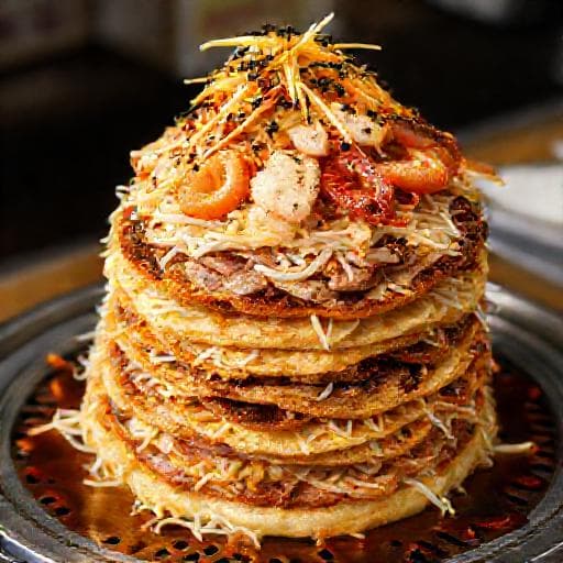 Okonomiyaki aux Fruits de Mer (Style Hiroshima)