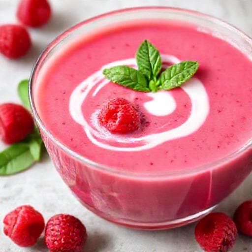 Soupe de Framboises Rapide à la Menthe