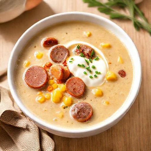 Snabb Korvsoppa med Crème Fraîche