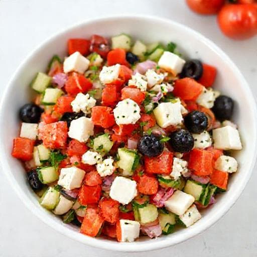 Snabb Grekisk Sallad med Fetaosttärningar