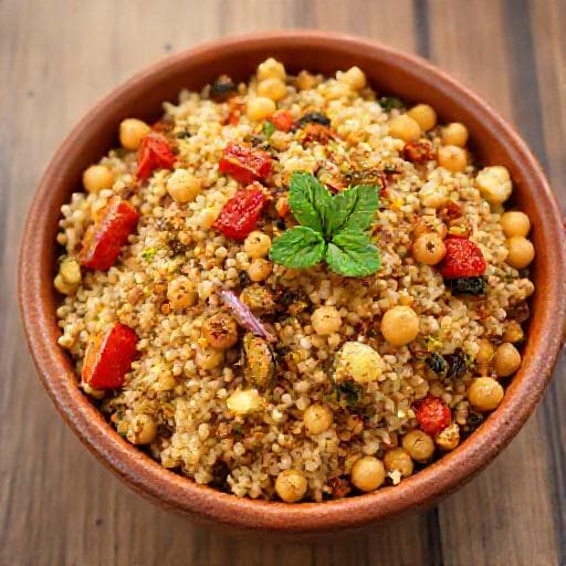 Couscous med Rostade Grönsaker och Kikärtor