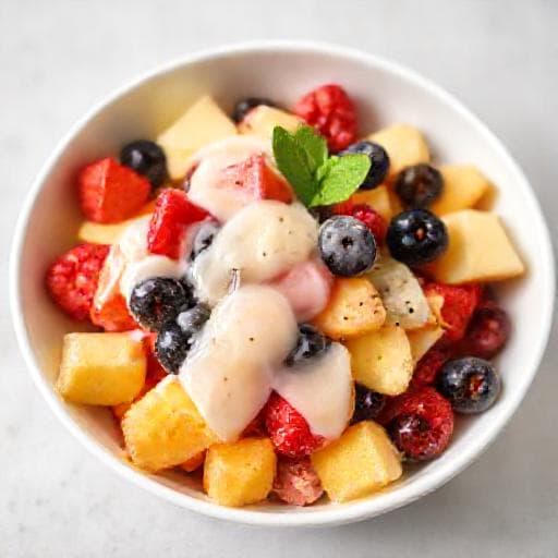 Snabb Fruktsallad med Snabb Vaniljsås