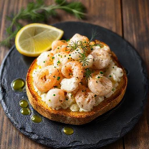 Toast Skagen med Skagenröra och Dillolja
