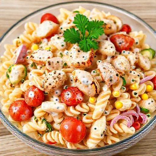 Klassisk Krämig Pastasallad med Grillad Kyckling