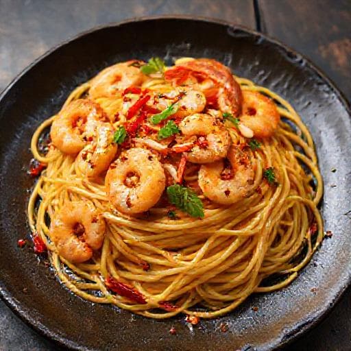 Aglio Olio Udang Pedas dengan Sentuhan Asia