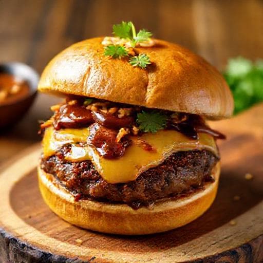Burger Daging Keju 'Rendang'