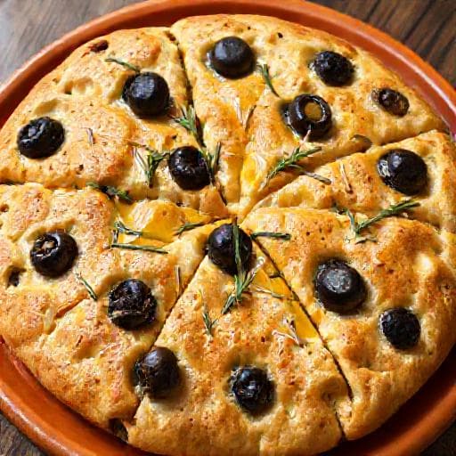 Focaccia med Rosmarin og Oliven