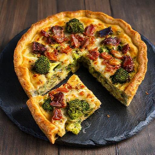 Broccolitærte med Bacon og Løg