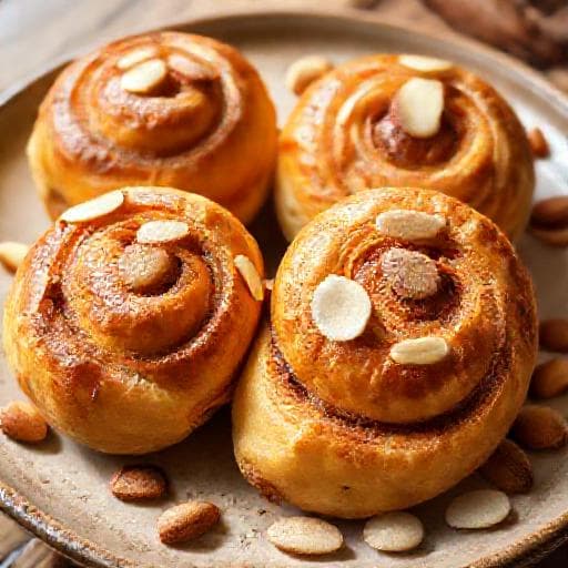 Kanelsnegle med Kardemomme og Mandler