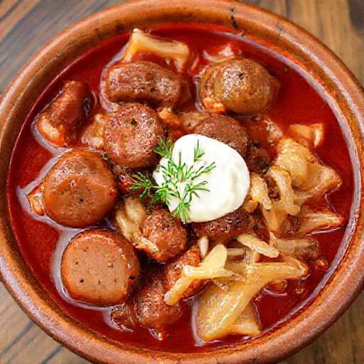 Gullasch med Pølser (Székelygulyás)