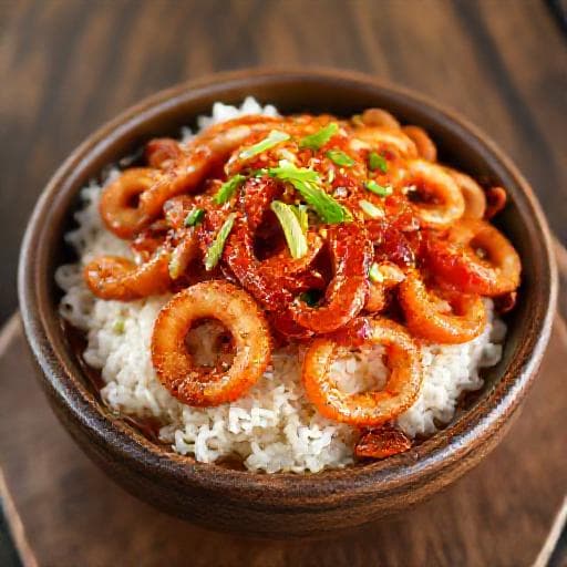 매콤 통오징어 덮밥