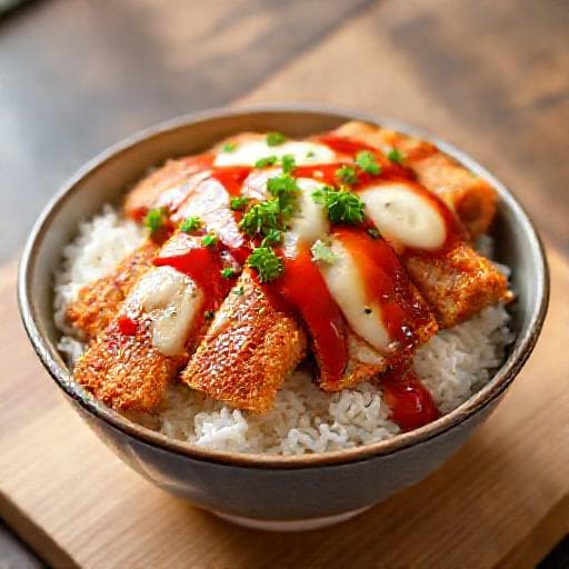 매콤 치즈 돈가스 덮밥