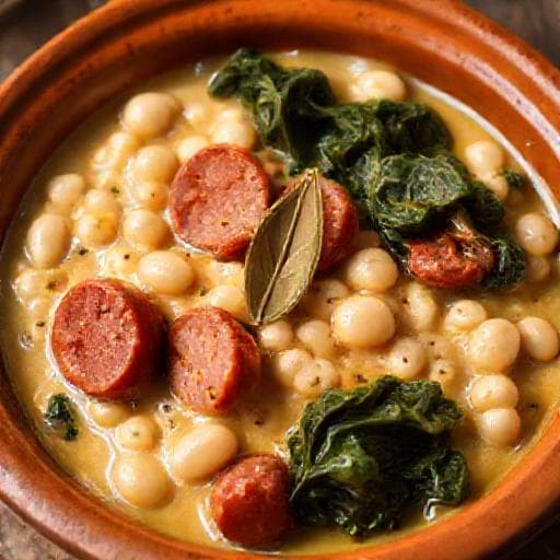 Feijão Branco Cremoso com Linguiça e Couve