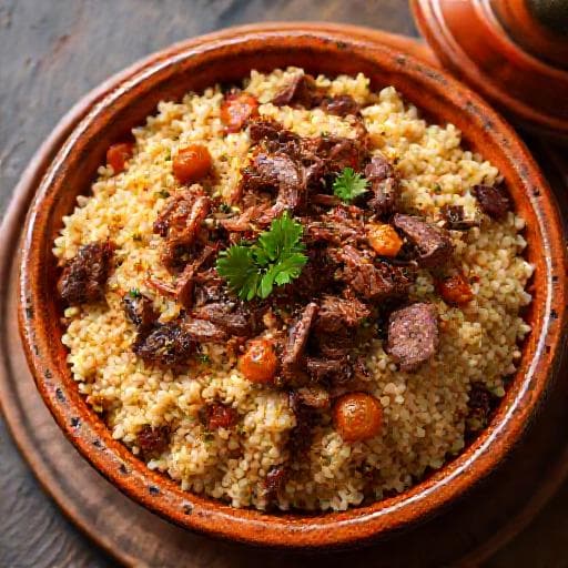 Cuscuz Marroquino com Carne Seca e Damascos