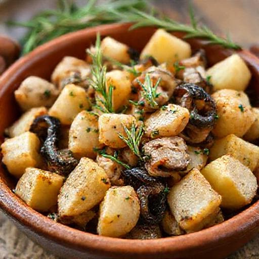 Choquinhos com Batata e Ervas Aromáticas
