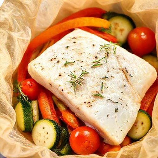 Robalo Assado Rápido com Vegetais