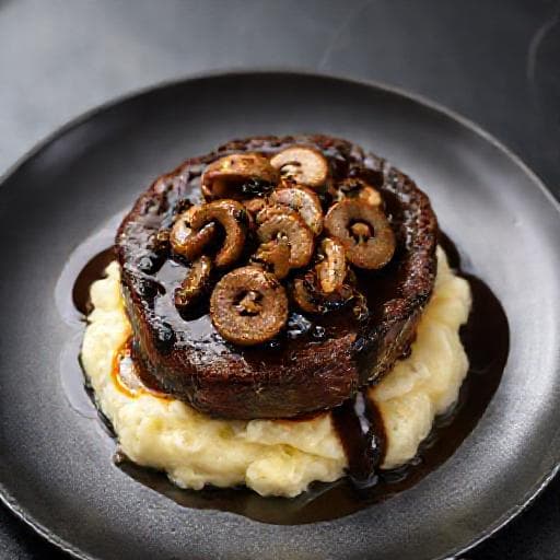 Bife à Café com Cogumelos e Vinho do Porto