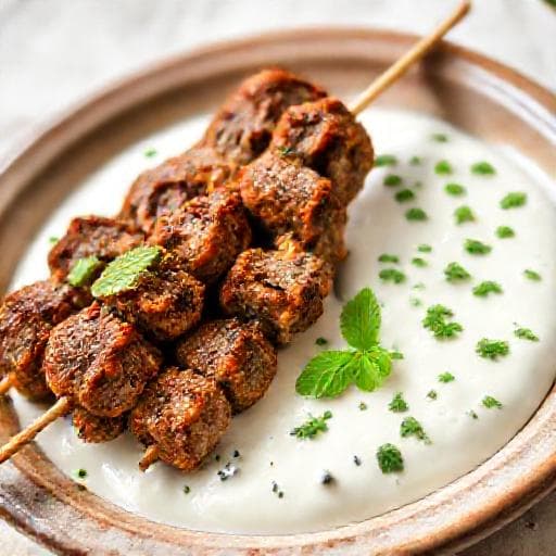 Kafta Assada com Molho de Iogurte e Hortelã