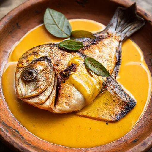 Pacu Assado com Molho de Tucupi e Jambú